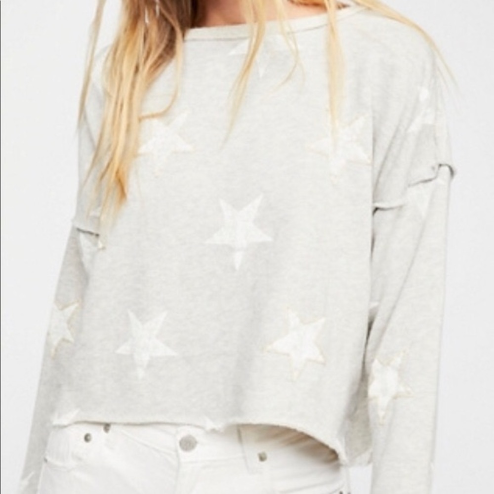 Free People American Babe Star Sweatshirt in Gray